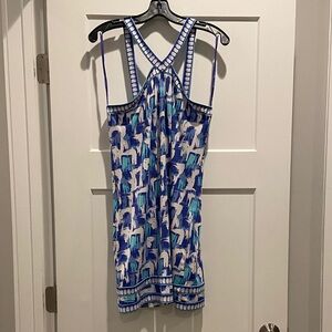 BCBGMaxAzria Blue and White Artistic Dress